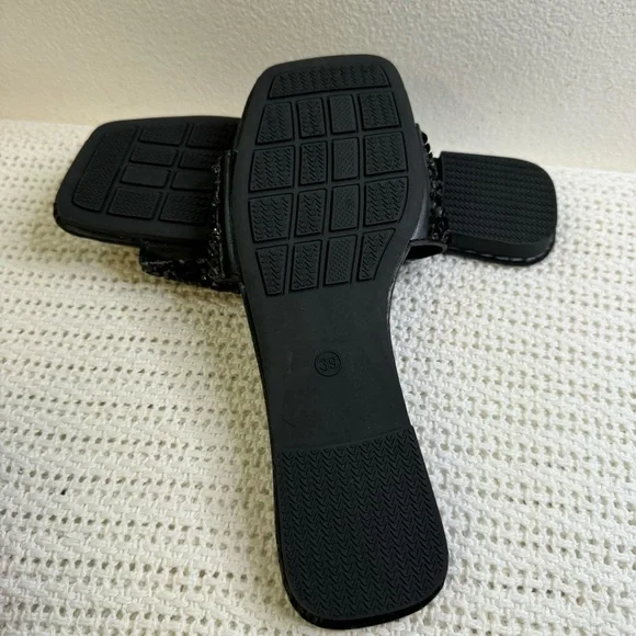 New. Elegant Black Beaded Women's Casual Slide Sandals– Comfortable - Picture 8 of 10